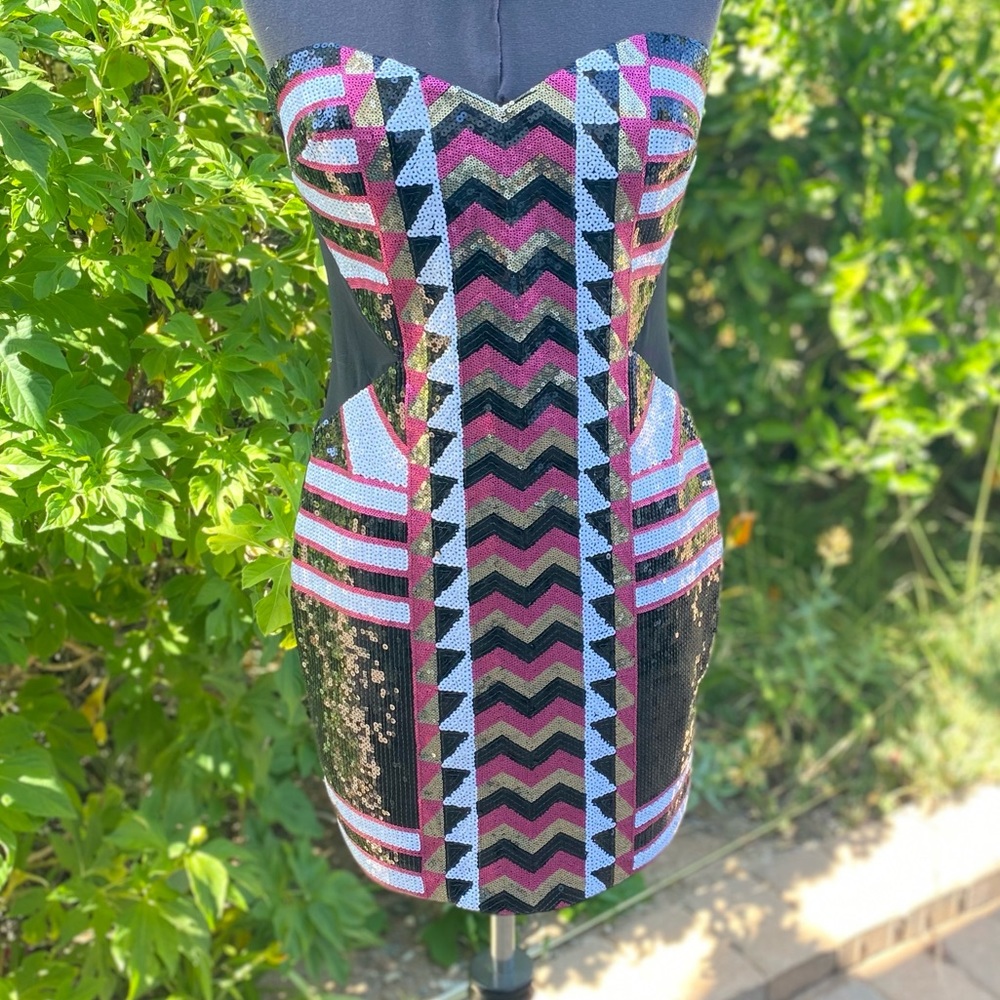 Strapless sequin dress